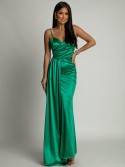 Green satin maxi dress AZR9156